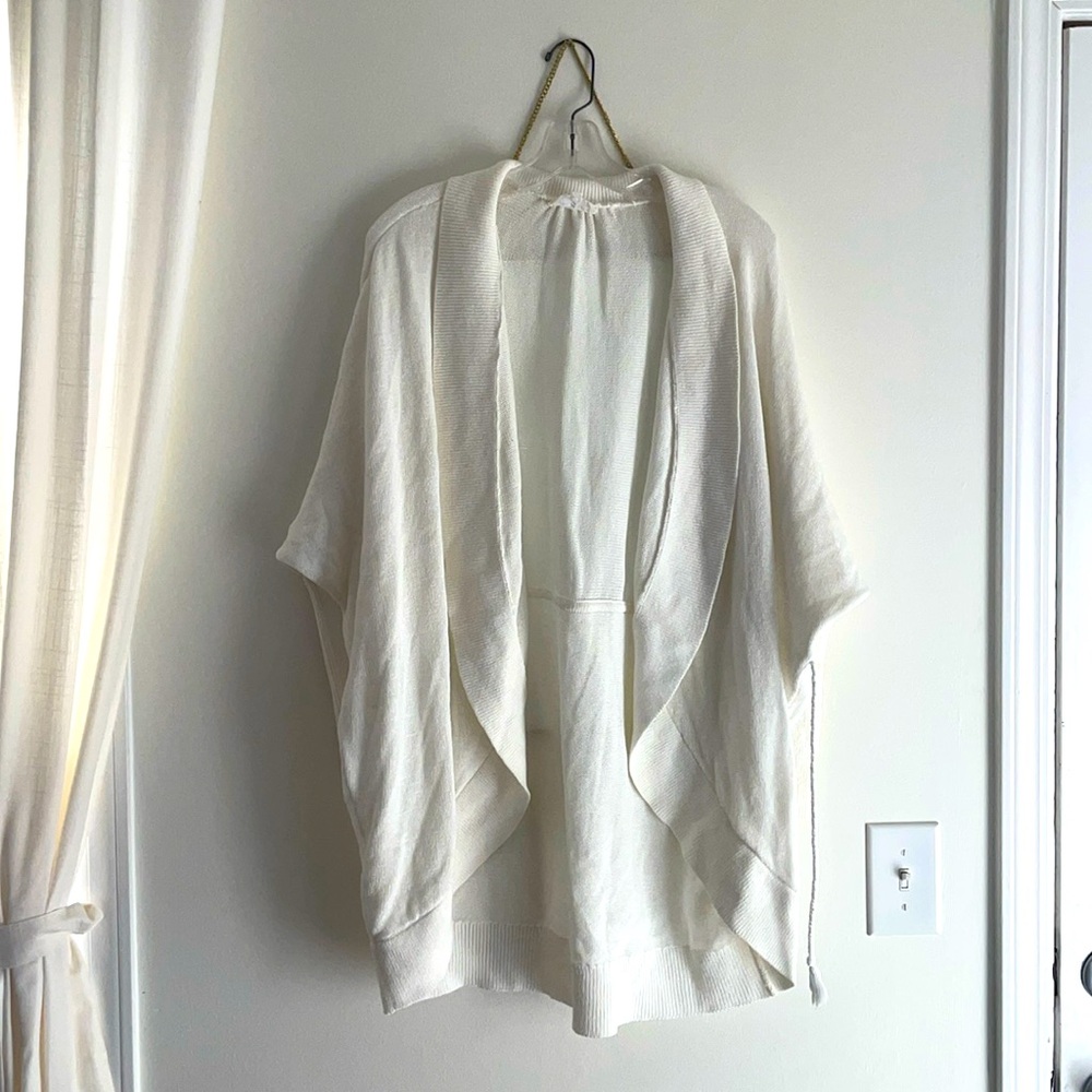 White Lou & Grey Open Cardigan with Adjustable Waist